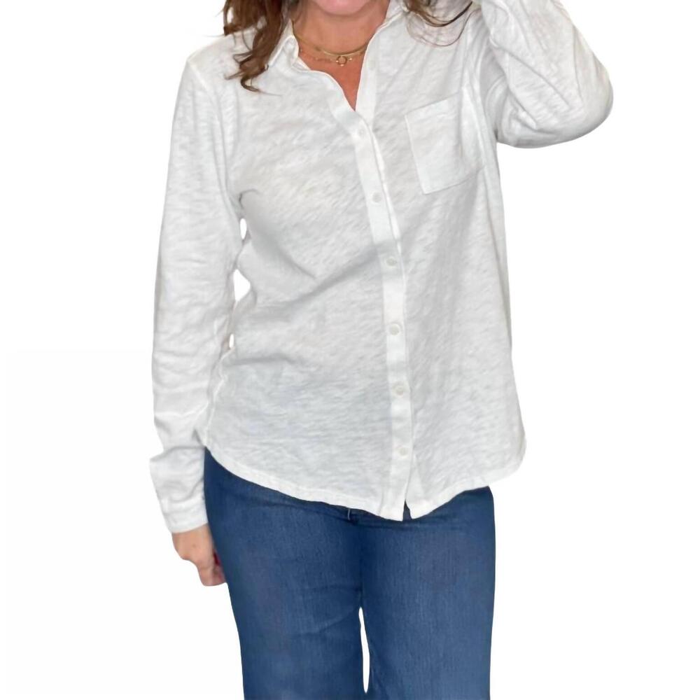 NEW HELLO NITE perfectly soft button up shirt in white sand